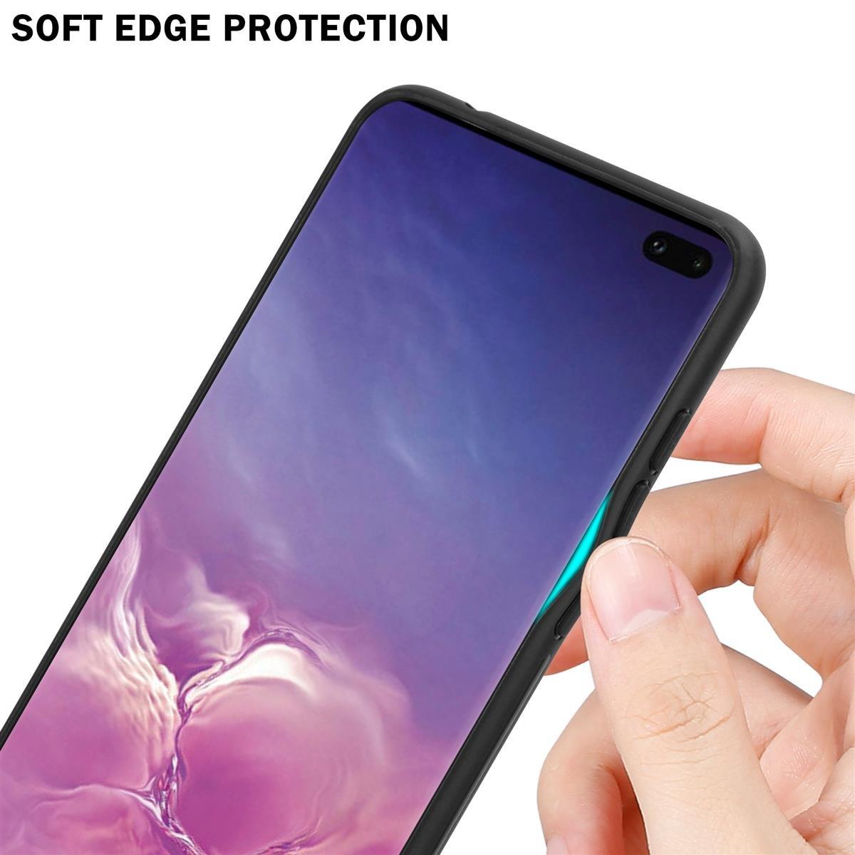 Cadorabo  Housse compatible avec Samsung Galaxy S10 PLUS - Coque de protection bicolore en silicone TPU et dos en verre trempé 