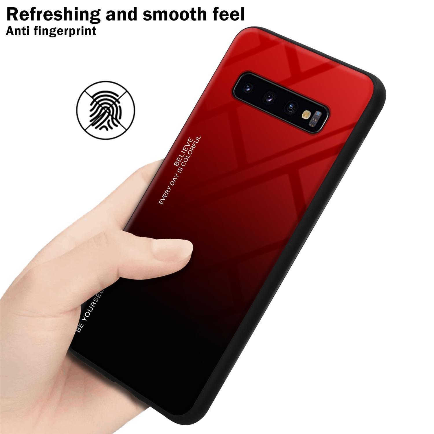 Cadorabo  Housse compatible avec Samsung Galaxy S10 PLUS - Coque de protection bicolore en silicone TPU et dos en verre trempé 