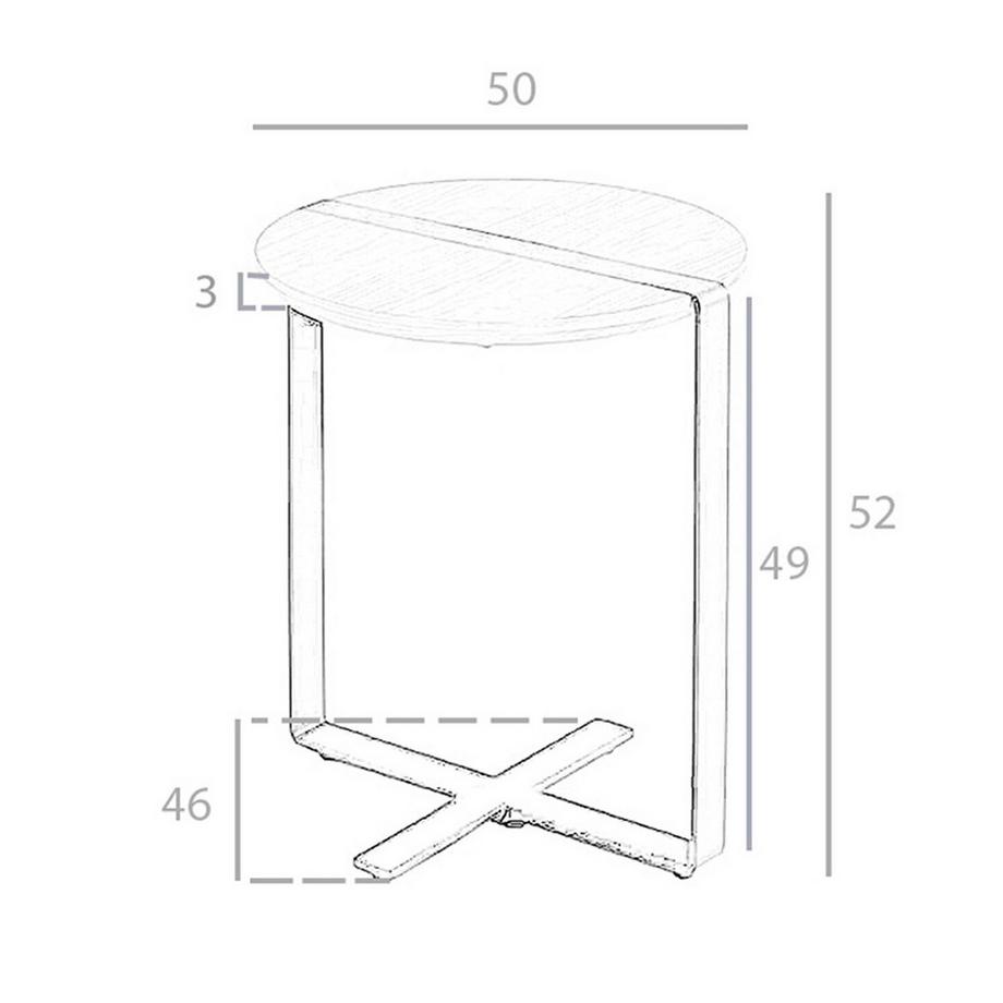 ANGEL CERDA Table d'angle ronde en noyer et acier noir  