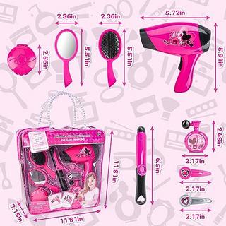 Activity-board  Trousse de coiffeur et de maquillage, set de beauté, accessoires de coiffure, de maquillage et de cheveux, set de jeu incl. jouer au sèche-cheveux et aux bigoudis 