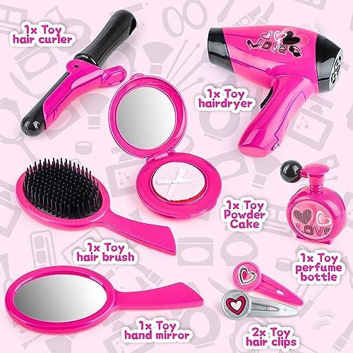 Activity-board  Trousse de coiffeur et de maquillage, set de beauté, accessoires de coiffure, de maquillage et de cheveux, set de jeu incl. jouer au sèche-cheveux et aux bigoudis 