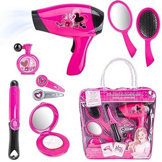 Activity-board  Trousse de coiffeur et de maquillage, set de beauté, accessoires de coiffure, de maquillage et de cheveux, set de jeu incl. jouer au sèche-cheveux et aux bigoudis 