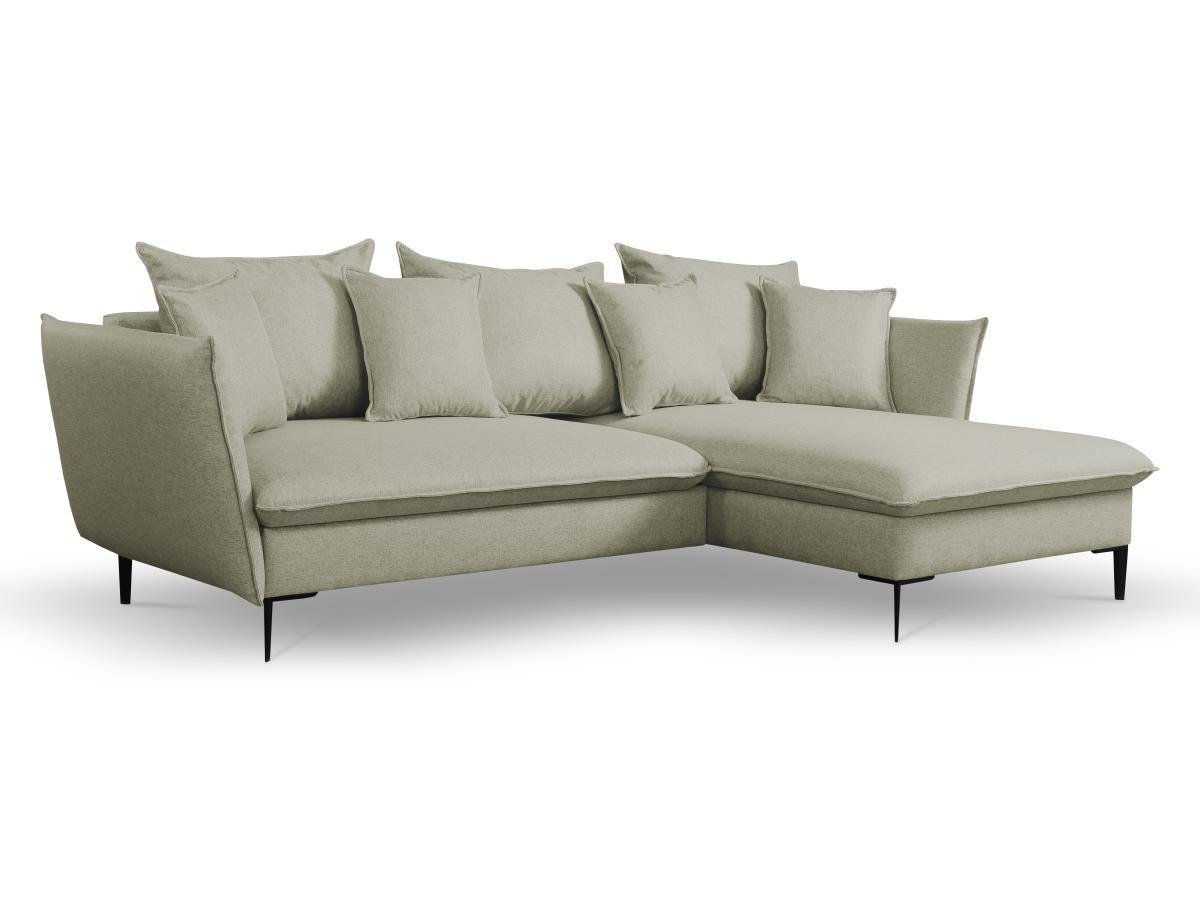 PASCAL MORABITO Ecksofa mit Schlaffunktion LAZARE von PASCAL MORABITO Stoff Hellgrün Ecke rechts  