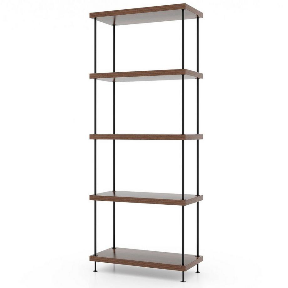 Northio 5 Ebenen Standregal mit Metallrahmen Industrielles Bücherregal Lagerregal 60 x 29,5 x 147 cm  