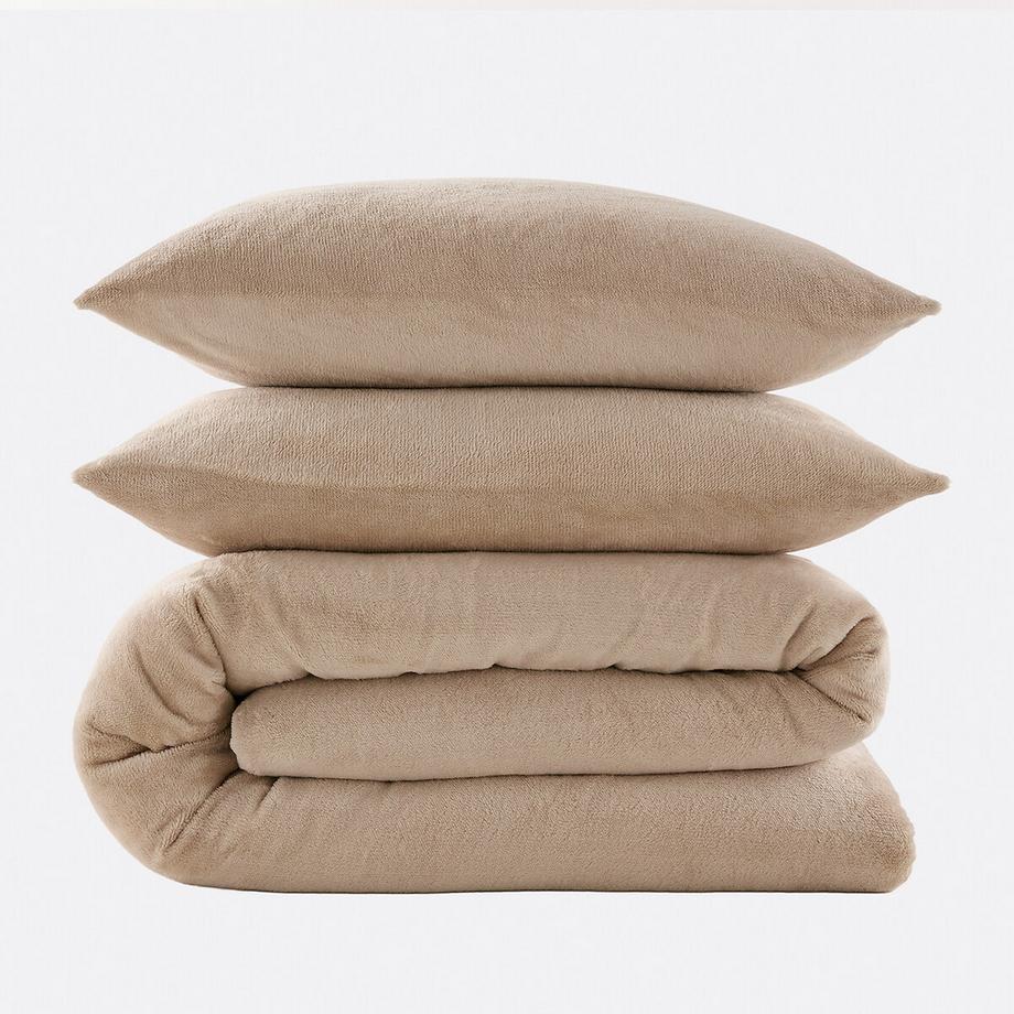 SO'HOME Set Copripiumino in pile con federa quadrata  