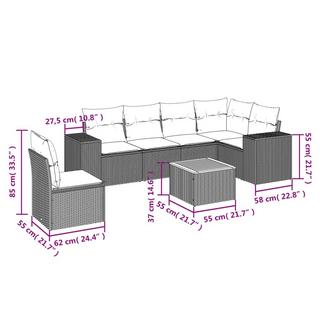 VidaXL Ensemble de canapés de jardin rotin synthétique  