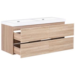 Beliani Wandmontierter Waschtischunterschrank mit Doppelwaschbecken aus MDF-Platte Modern URUCU  