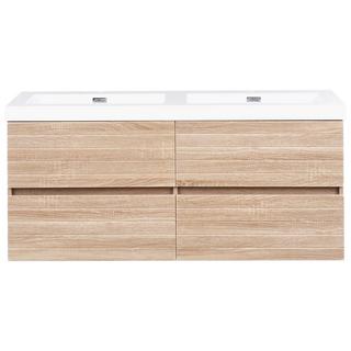 Beliani Wandmontierter Waschtischunterschrank mit Doppelwaschbecken aus MDF-Platte Modern URUCU  