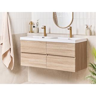 Beliani Wandmontierter Waschtischunterschrank mit Doppelwaschbecken aus MDF-Platte Modern URUCU  