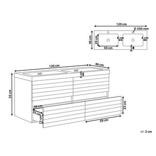 Beliani Wandmontierter Waschtischunterschrank mit Doppelwaschbecken aus MDF-Platte Modern URUCU  