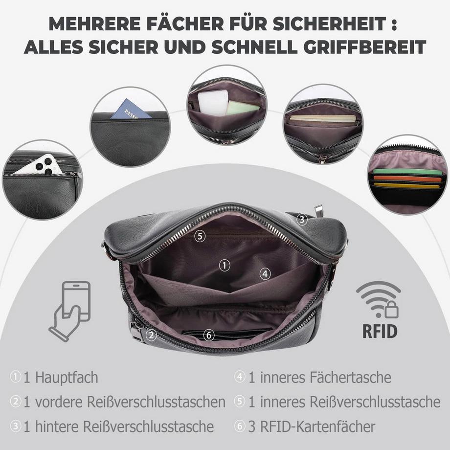 Only-bags.store Ultraleichte Umhängetasche mit mehreren Fächern  