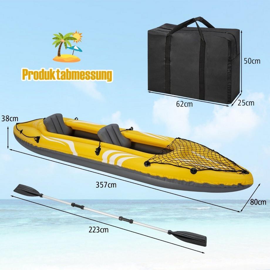 Northix  Kayak gonflable pour 2 personnes kayak tandem avec sièges amovibles 357 × 80 × 38 cm 