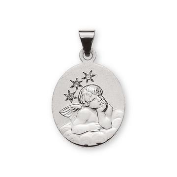 Engel Anhänger Weissgold 750 Diamanten 0.015ct. 21x13mm