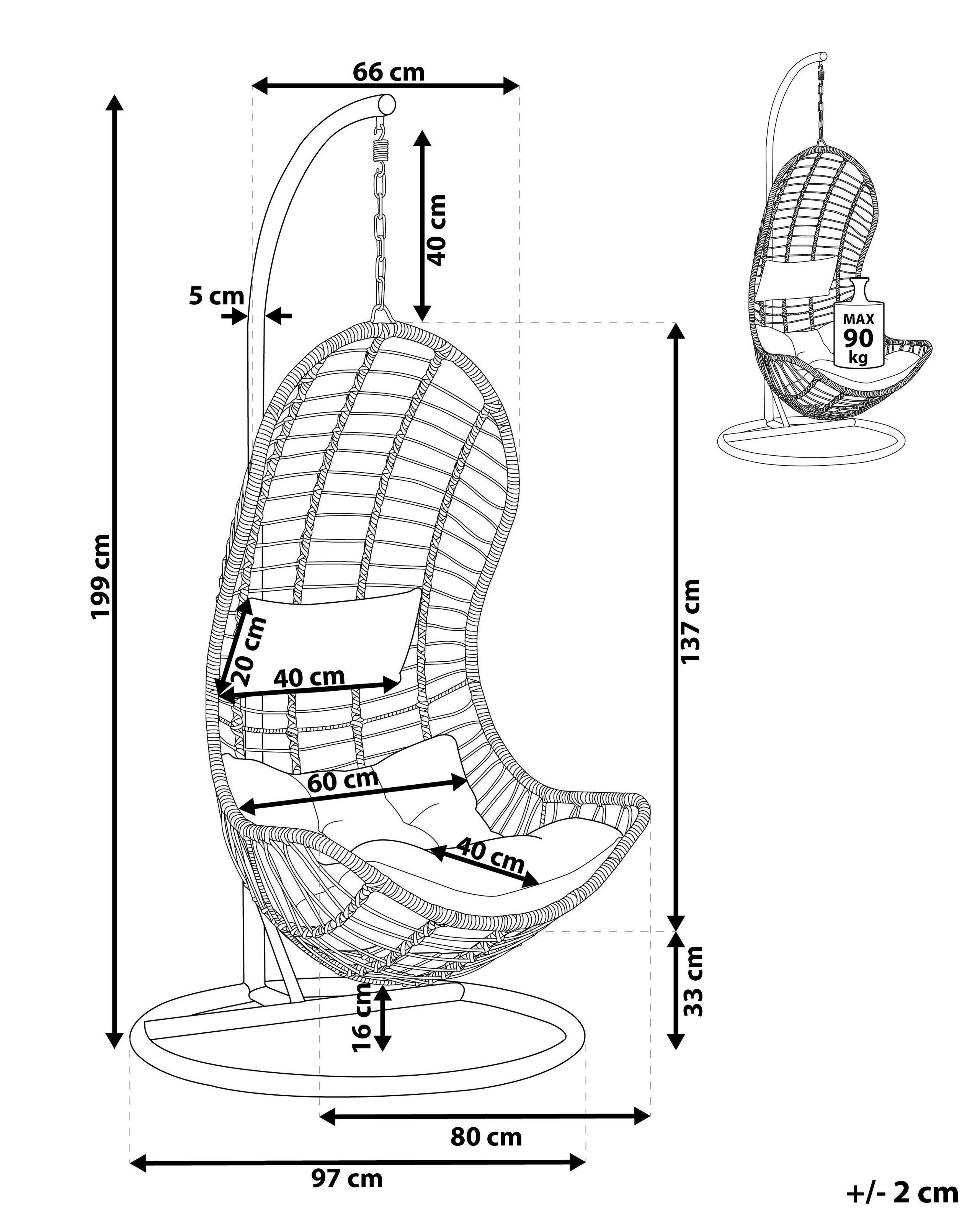 Beliani Fauteuil suspendu avec support en Polyrotin Rétro PINETO  