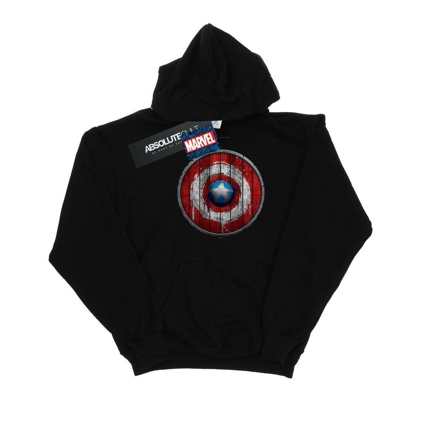 Image of Captain America Wooden Shield Kapuzenpullover Mädchen Schwarz 152-158