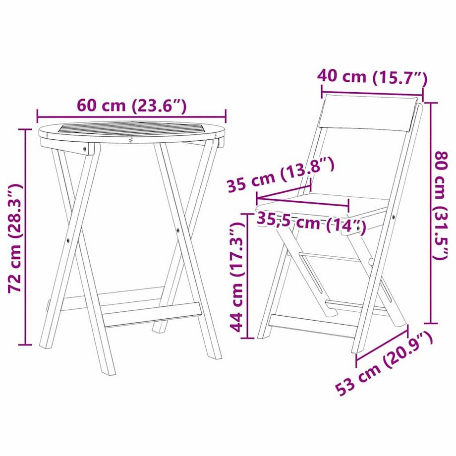 VidaXL Garten bistro set massivholz akazie  