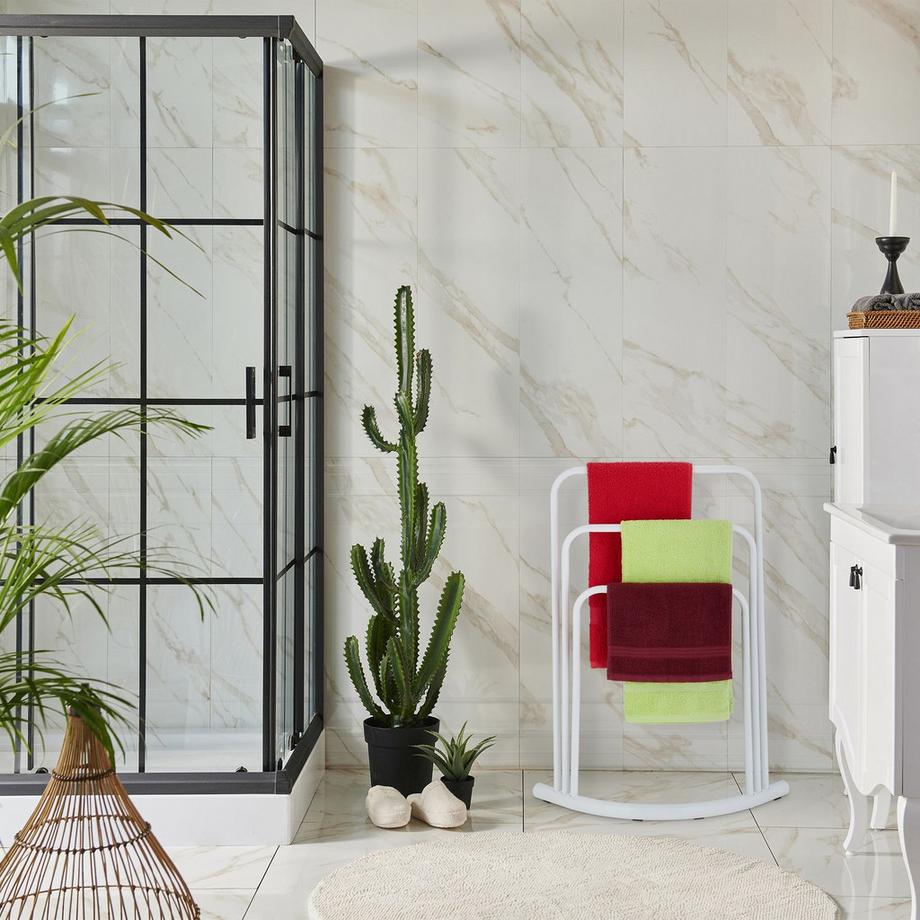 B2X Porte-serviettes sur pied blanc  