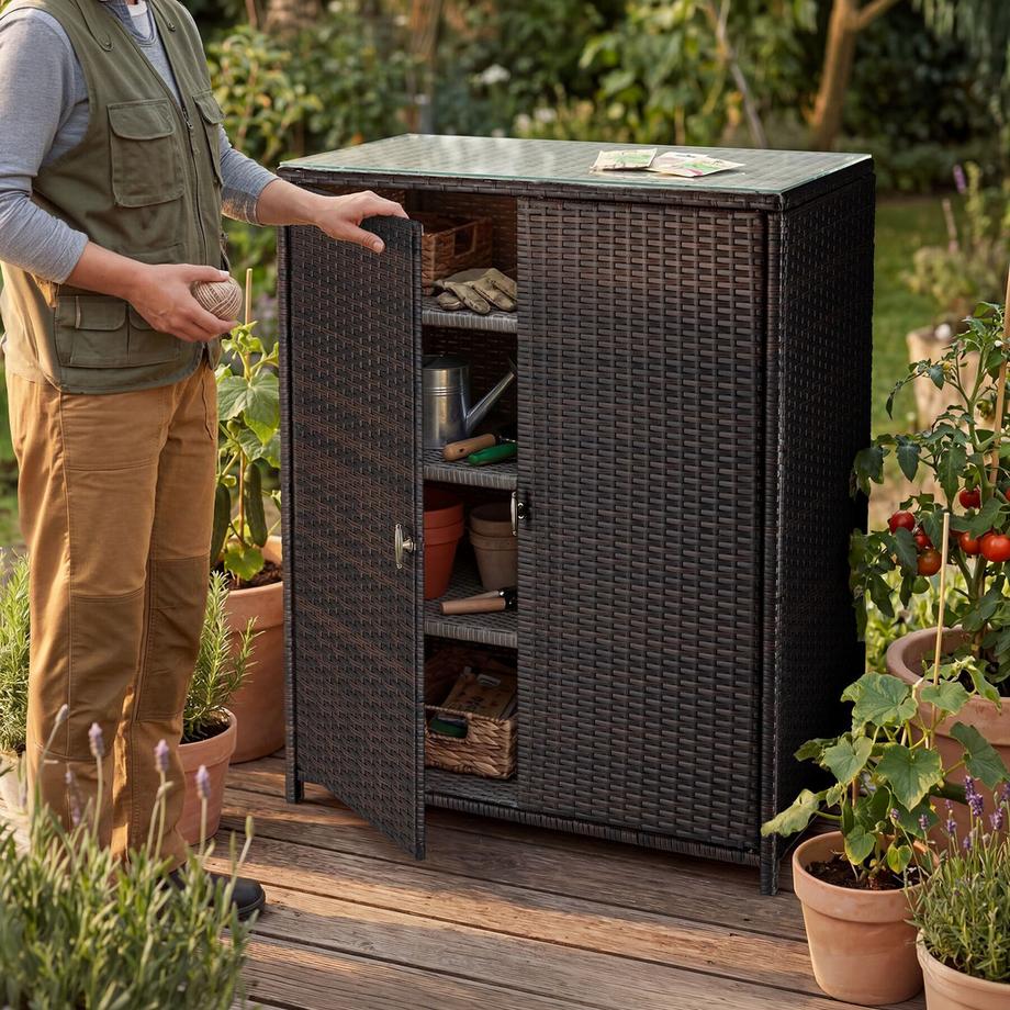 Tectake Armoire de jardin en aluminium Monza résistant aux intempéries et aux UV  