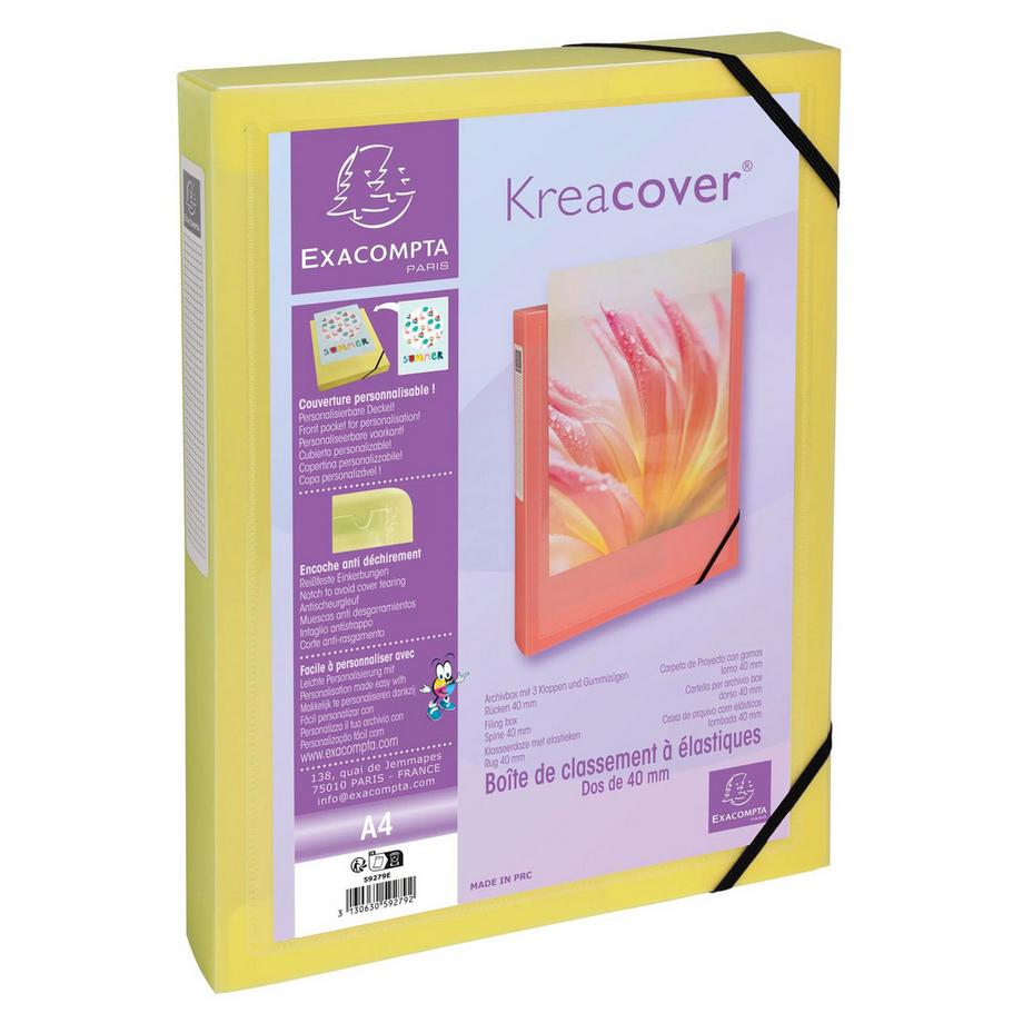 Exacompta Boite de classement polypropylène Kreacover Pastel dos 40mm - A4 - x 5  