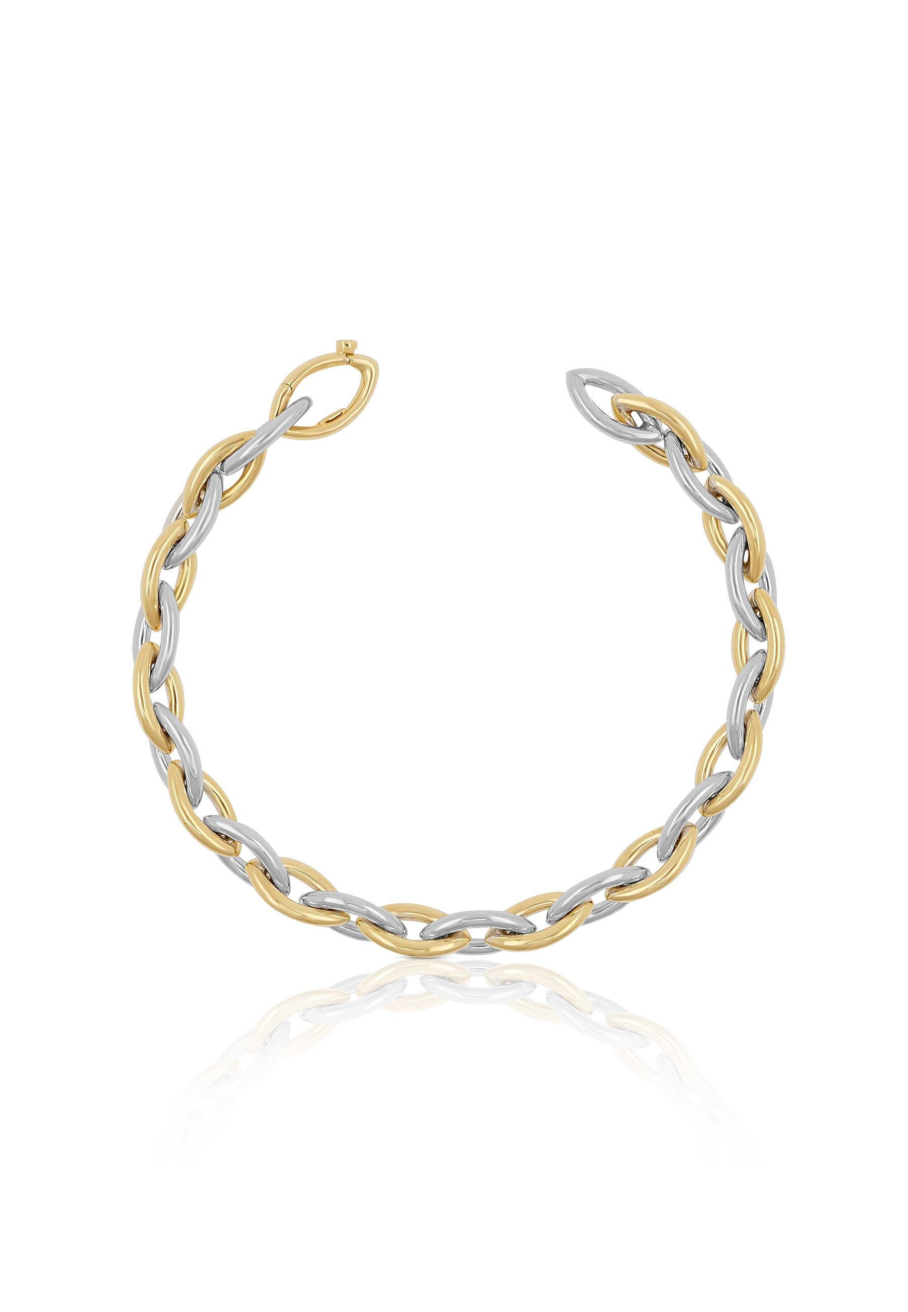 MUAU Schmuck  Bracelet Navette Bicolor Gelb-/Weissgold 750. 20cm, 7mm 