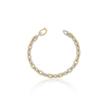 Bracelet navette bicolore or jaune/blanc 750. 20cm, 7mm