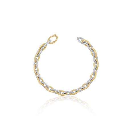 MUAU Schmuck  Bracelet navette bicolore or jaune/blanc 750. 20cm, 7mm 