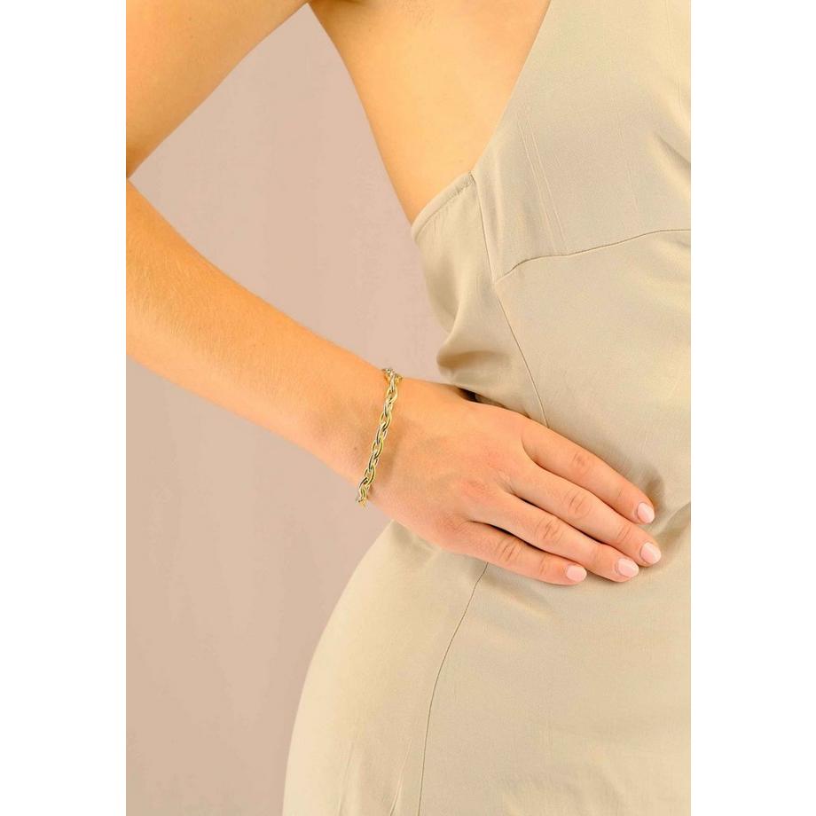 MUAU Schmuck  Bracelet Navette Bicolor Gelb-/Weissgold 750. 20cm, 7mm 