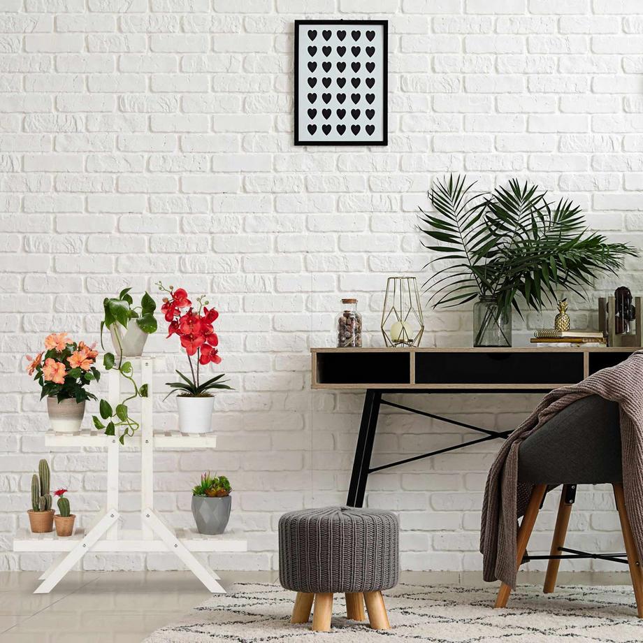 B2X Scala fiorita in legno con 3 gradini  