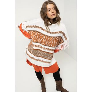 Studio Untold  Poncho, oversized, Ethnomuster, Fransen 