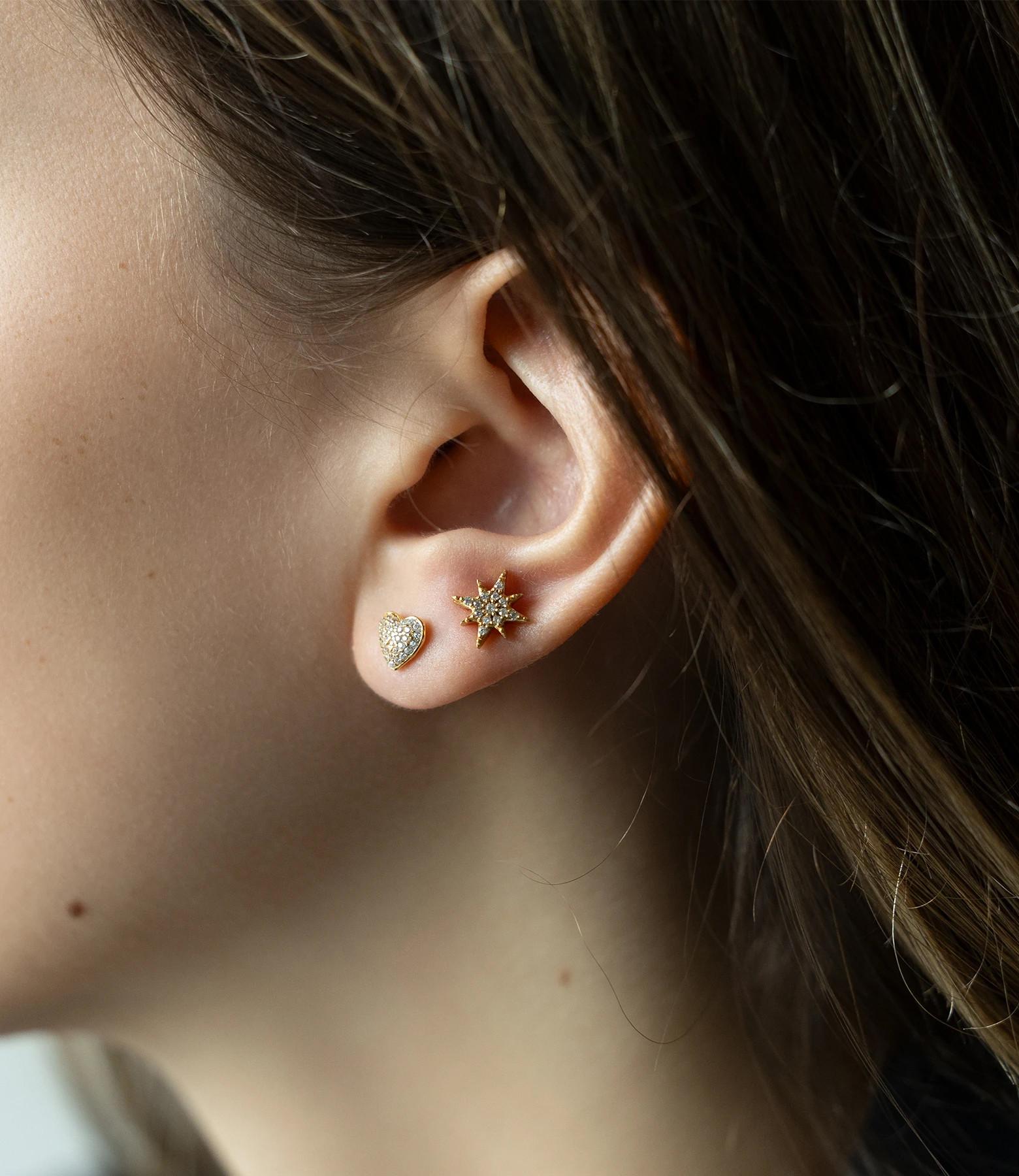 PHANTASYA  Ohrstecker Stern mit Zirkonia 1559 Rhodiniert 