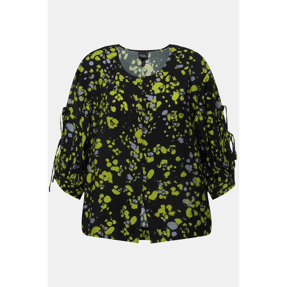 Ulla Popken Blouse Imprimé à Pois Col Rond Manches 3/4 Coupe A-ligne  