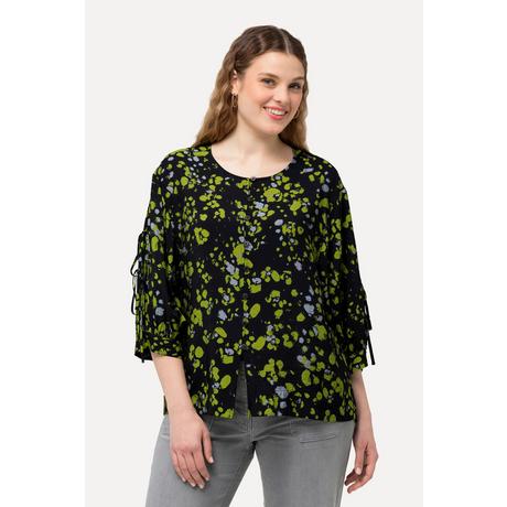 Ulla Popken  Blouse imprimé à pois. Col rond et manches longues. Silhouette en A. 