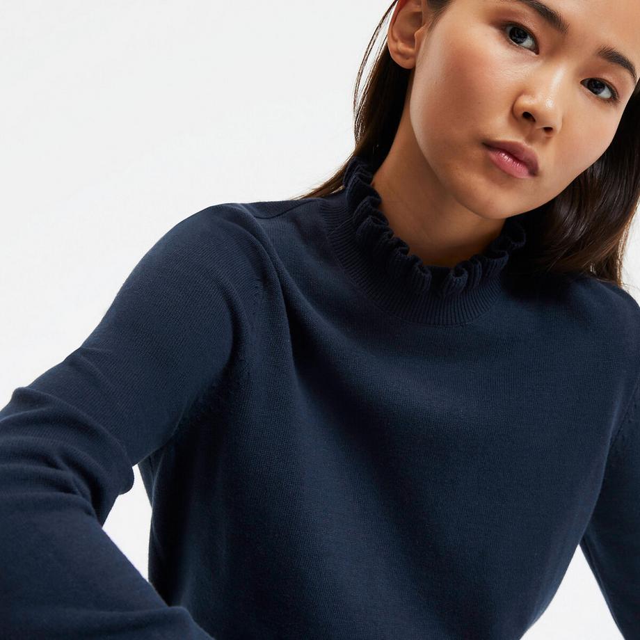 La Redoute Collections Pullover Gerüschter Stehkragen Lange Ärmel  