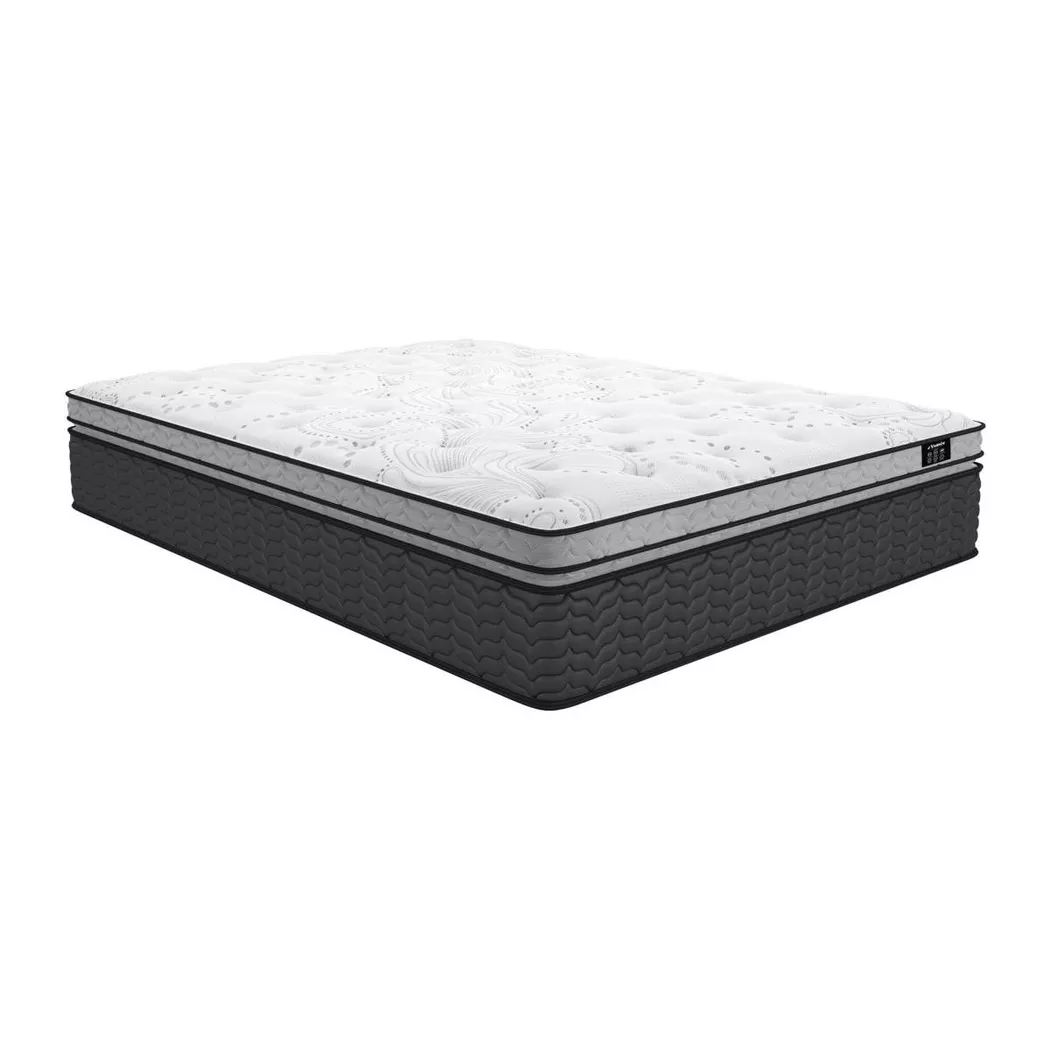 DREAMEA - Matelas ressorts ensachés surmatelas intégré GAMIANI de 140X190CM, Blanc