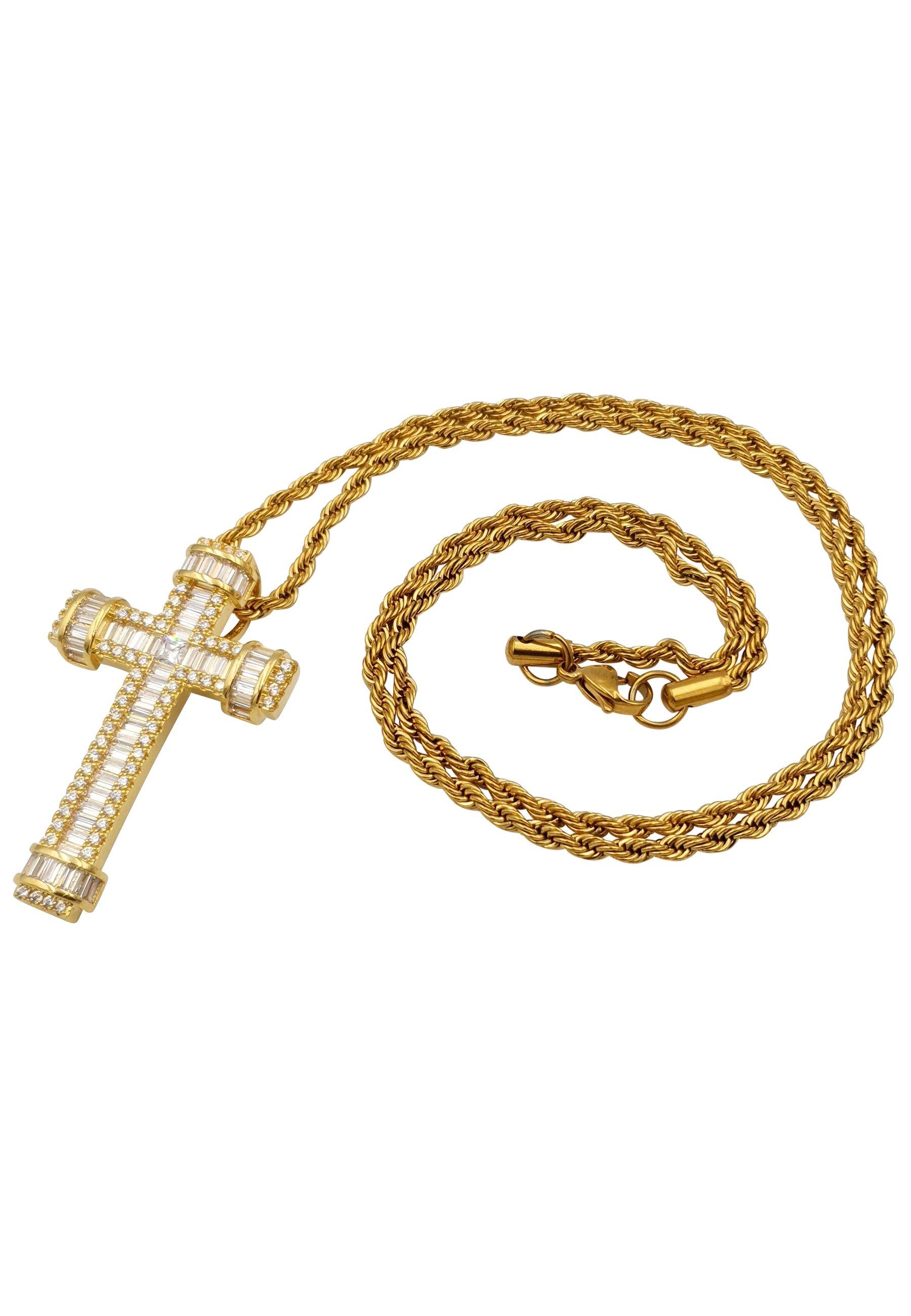 HEBE JEWELS  Zirkonia Kreuz Kette, HIP-HOP-STYLE 