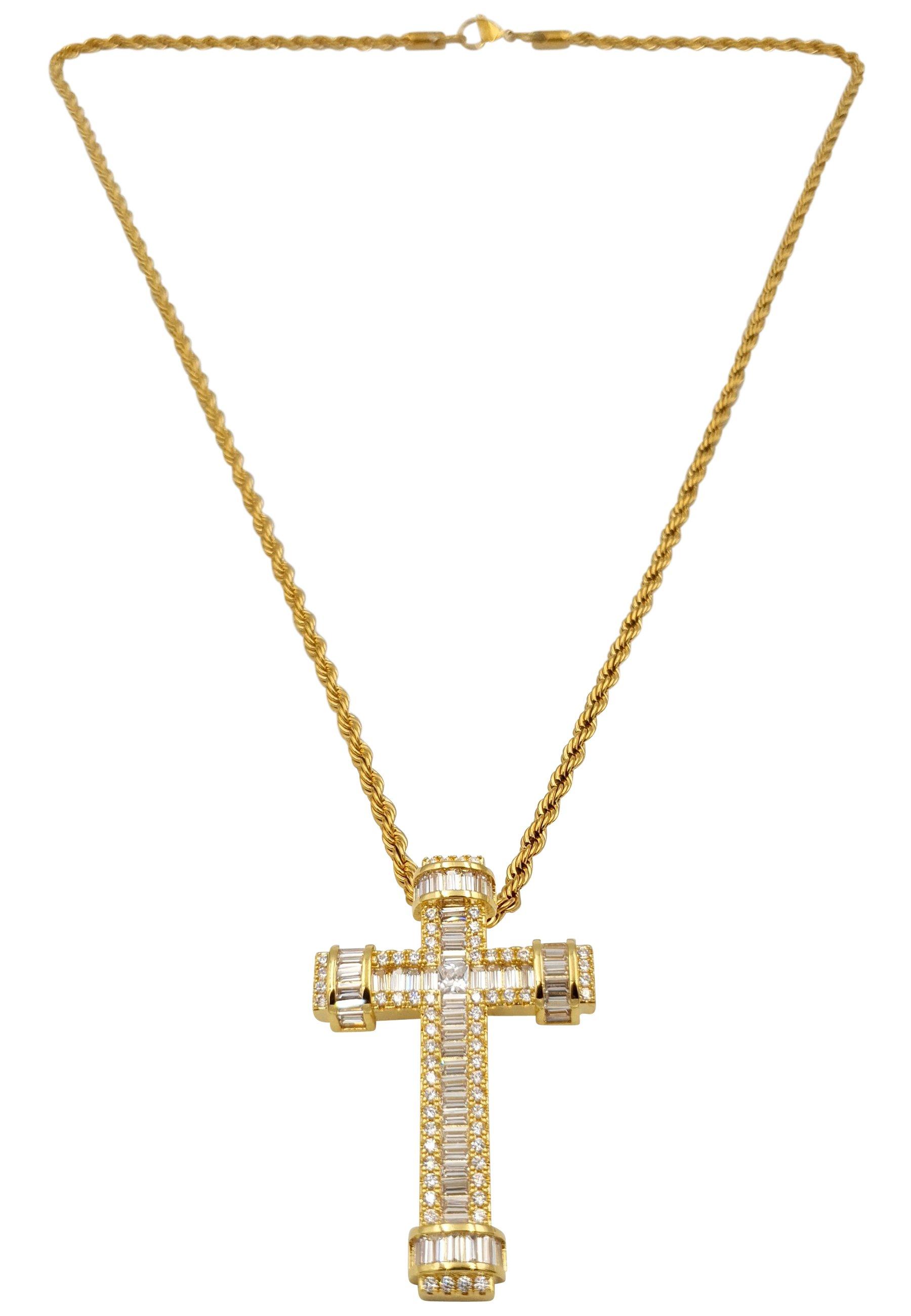 HEBE JEWELS  Zirkonia Kreuz Kette, HIP-HOP-STYLE 