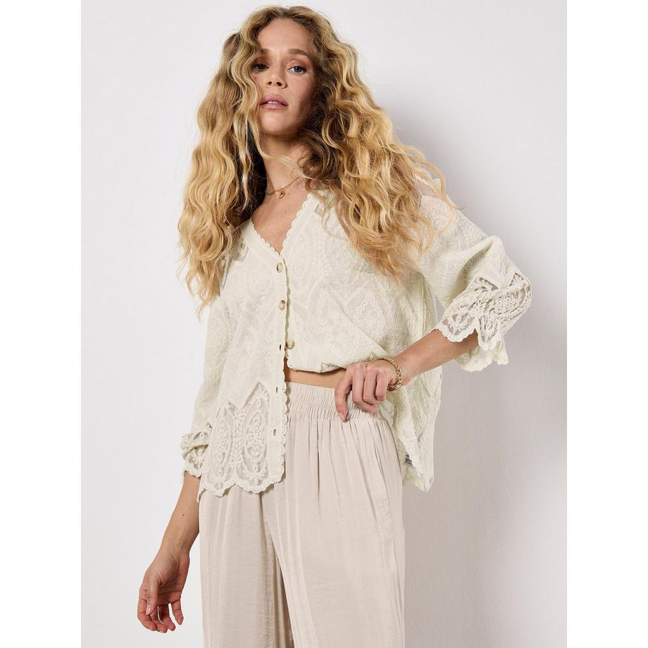 APRICOT Pantalon large en satin texturé  