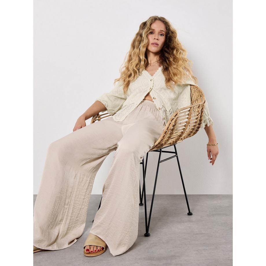 APRICOT Pantalon large en satin texturé  