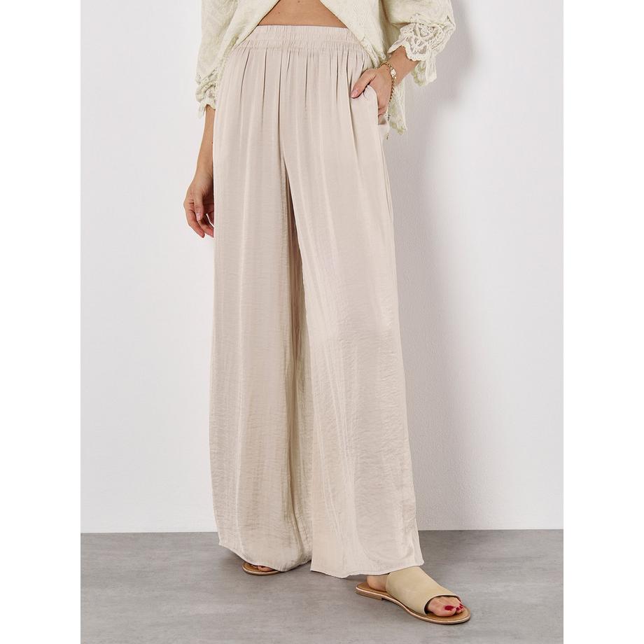 Textured Satin Wide Leg Trousers