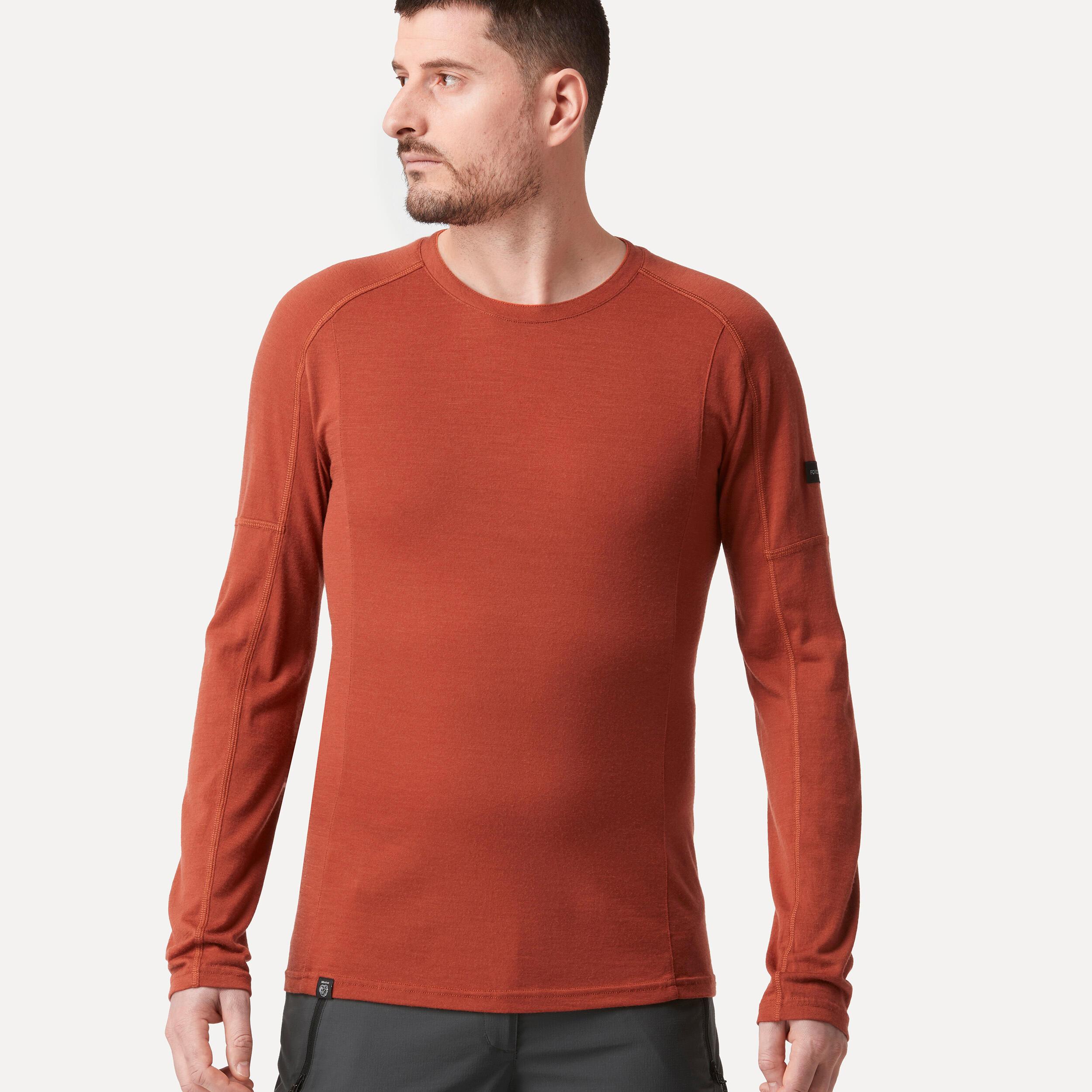Image of Langarmshirt - Trek 500 Merino Unisex Dunkelorange 52/2XL