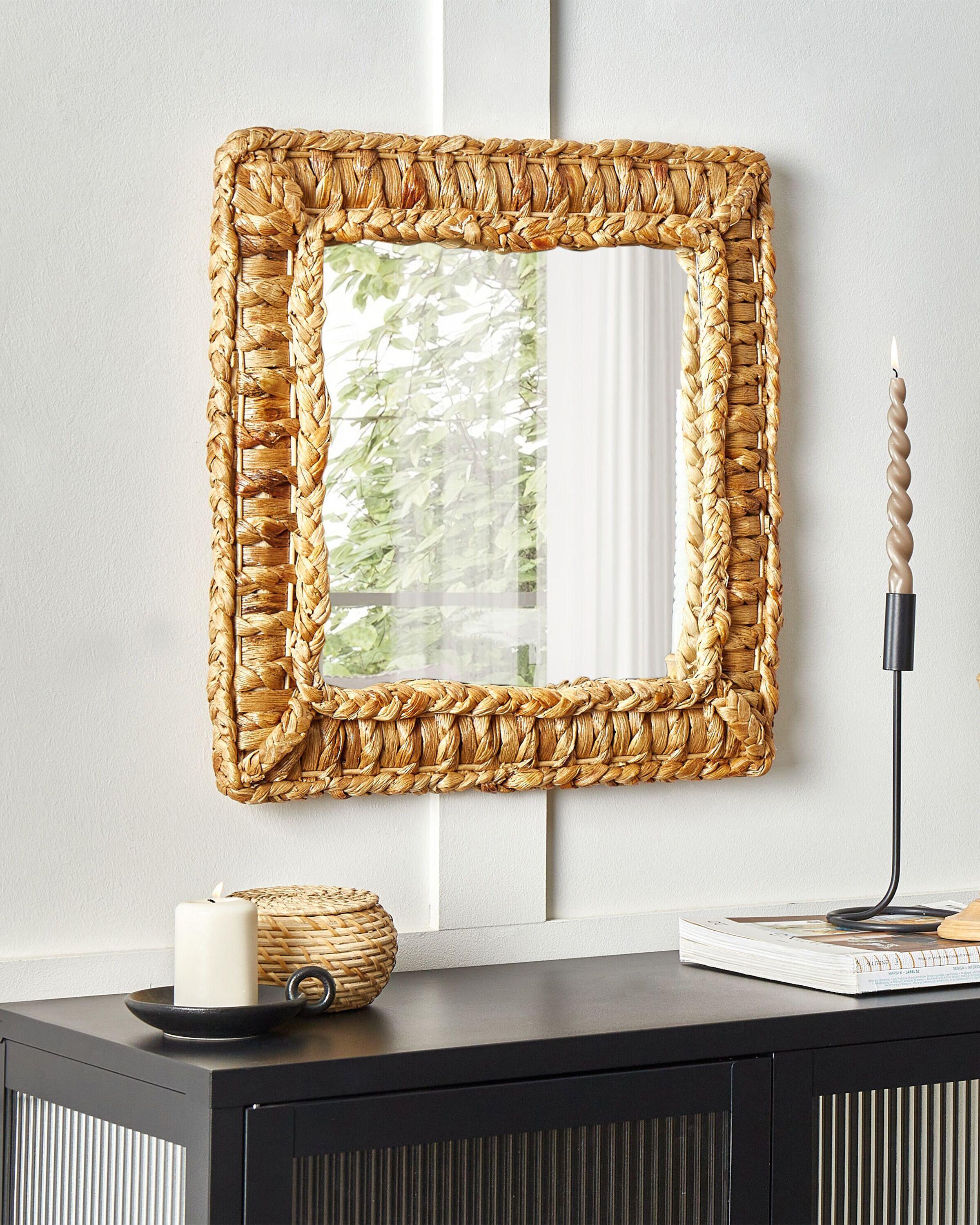 Beliani Miroir en Fibre de jacinthe d'eau Boho LANGLI  