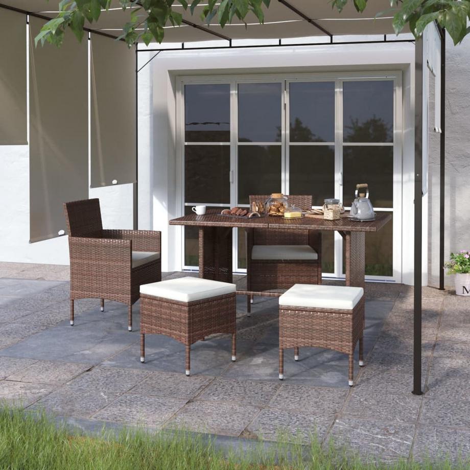 VidaXL Gartenstuhl und hocker poly-rattan  