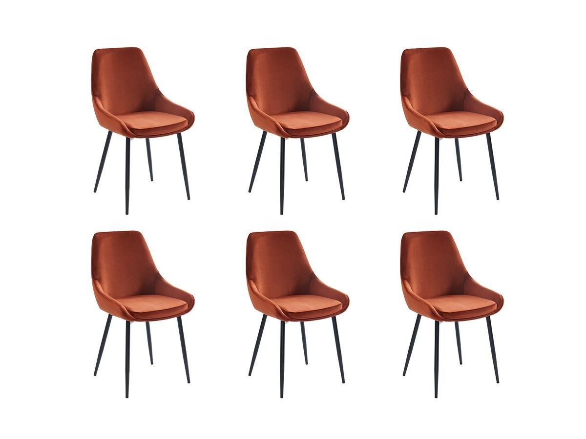 Vente-unique Stuhl 6erSet Samt er Metall Terracotta MASURIE  