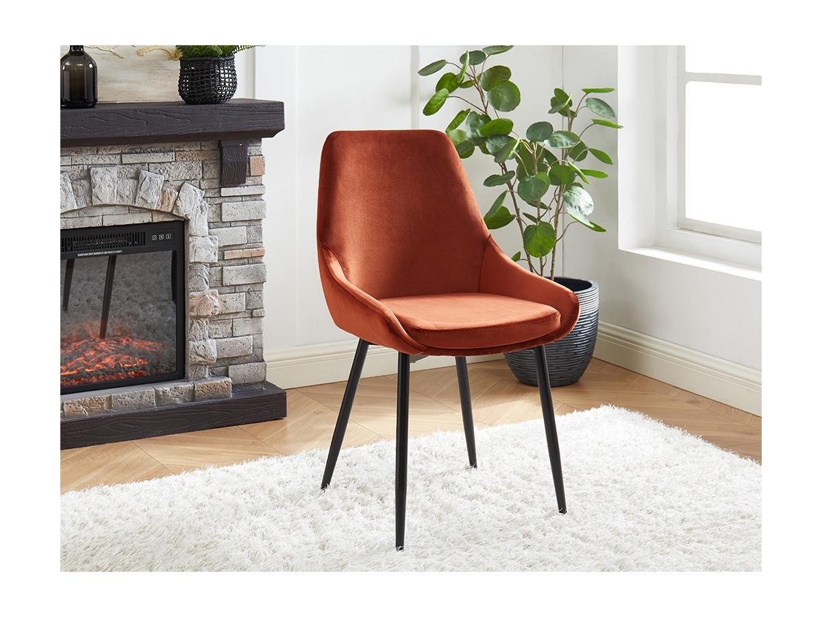 Vente-unique Stuhl 6erSet Samt er Metall Terracotta MASURIE  