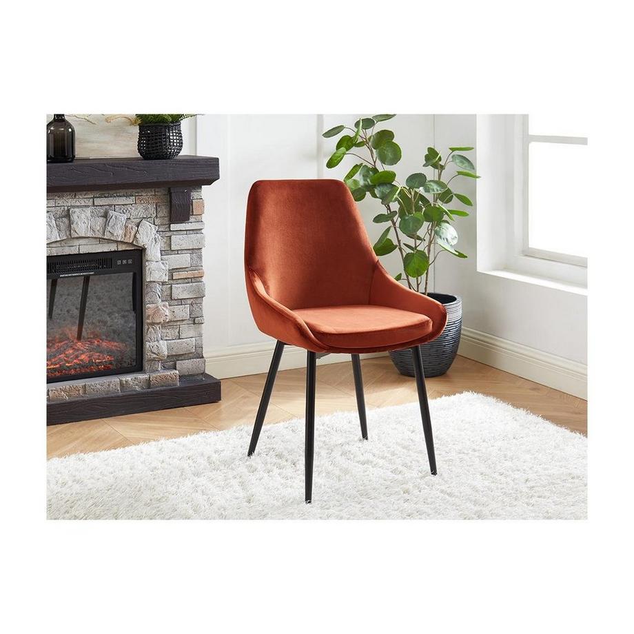 Vente-unique Lot de 6 chaises Velours métalTerracotta MASURIE  