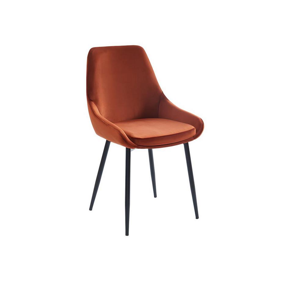 Vente-unique Lot de 6 chaises Velours métalTerracotta MASURIE  