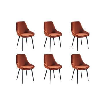 Lot de 6 chaises Velours métalTerracotta MASURIE