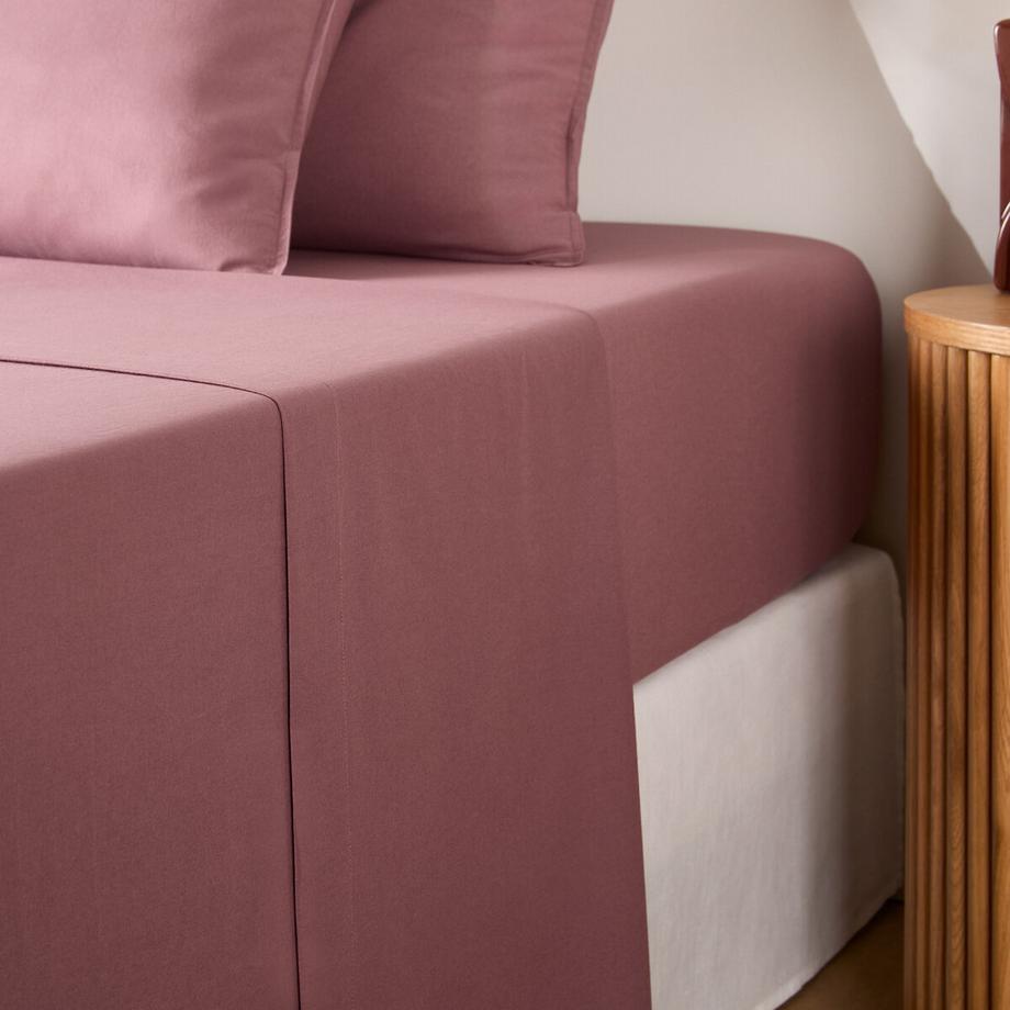 Drap plat uni en coton lavé
