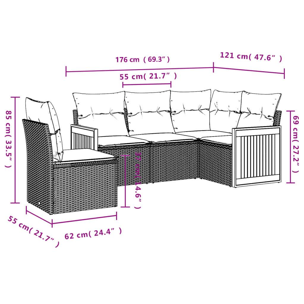 VidaXL set divano da giardino Polirattan  