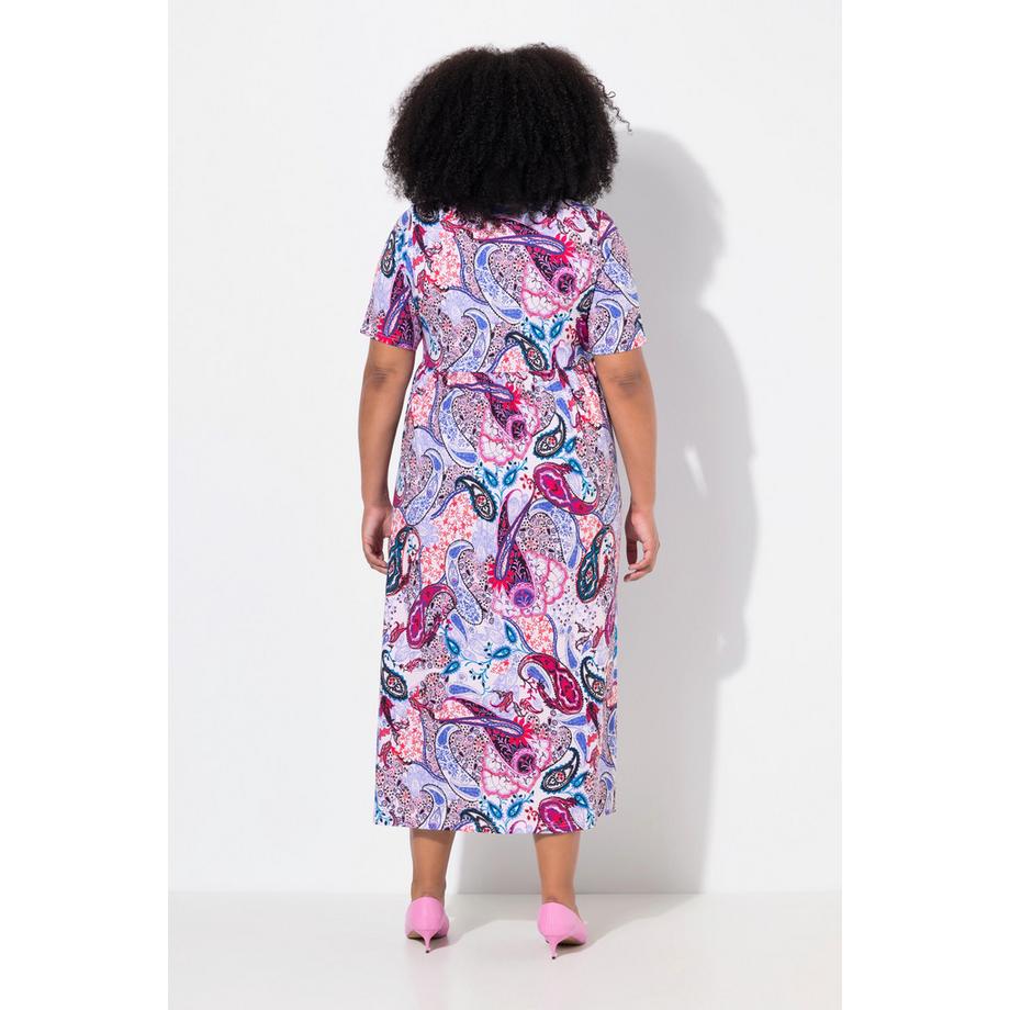 Ulla Popken Robe Maxi Coupe Évasée Décolleté Carré Manches Courtes  